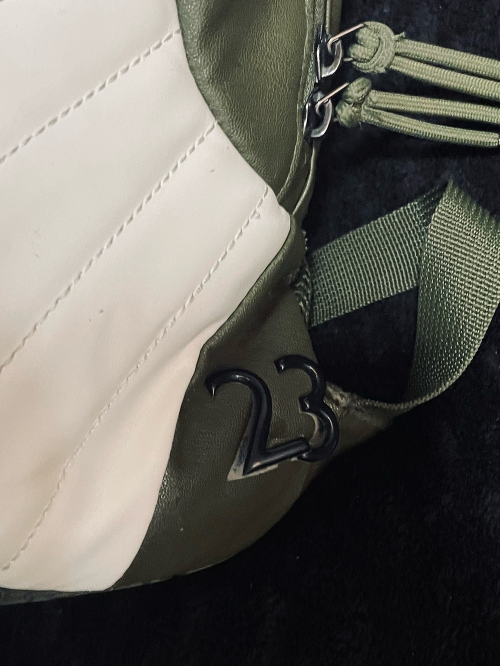 Jordan Olive Green and White Leather Backpack - Picture 3 of 9